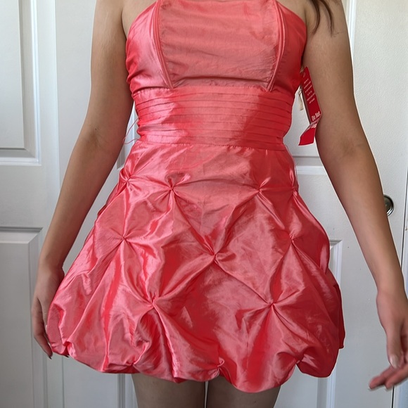 Y2K bubble hem orange peach micro mini dress M - Picture 2 of 6